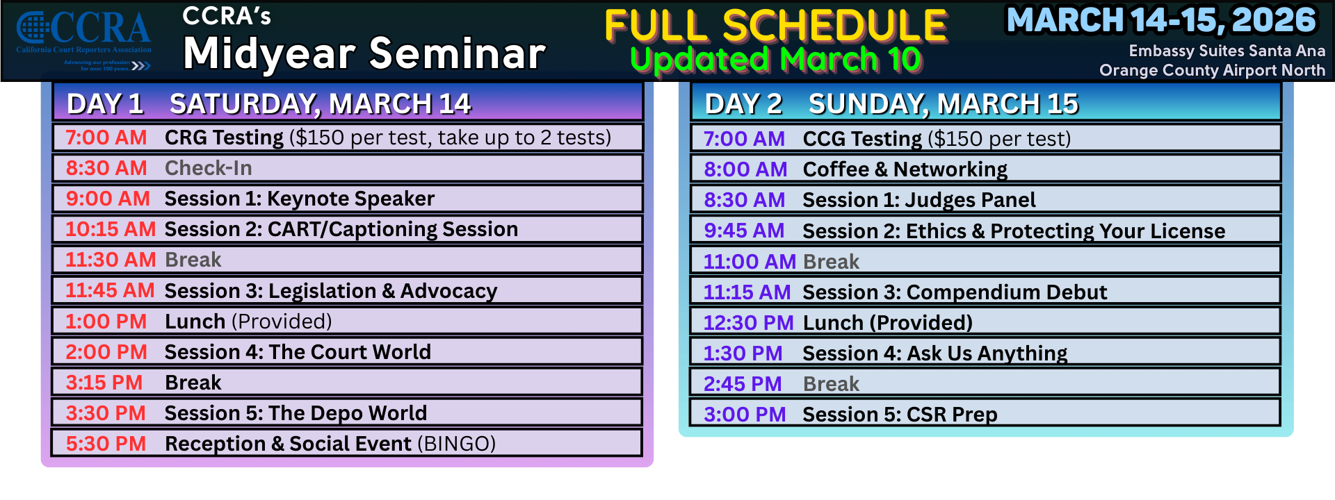 Midyear Seminar - Full Schedule