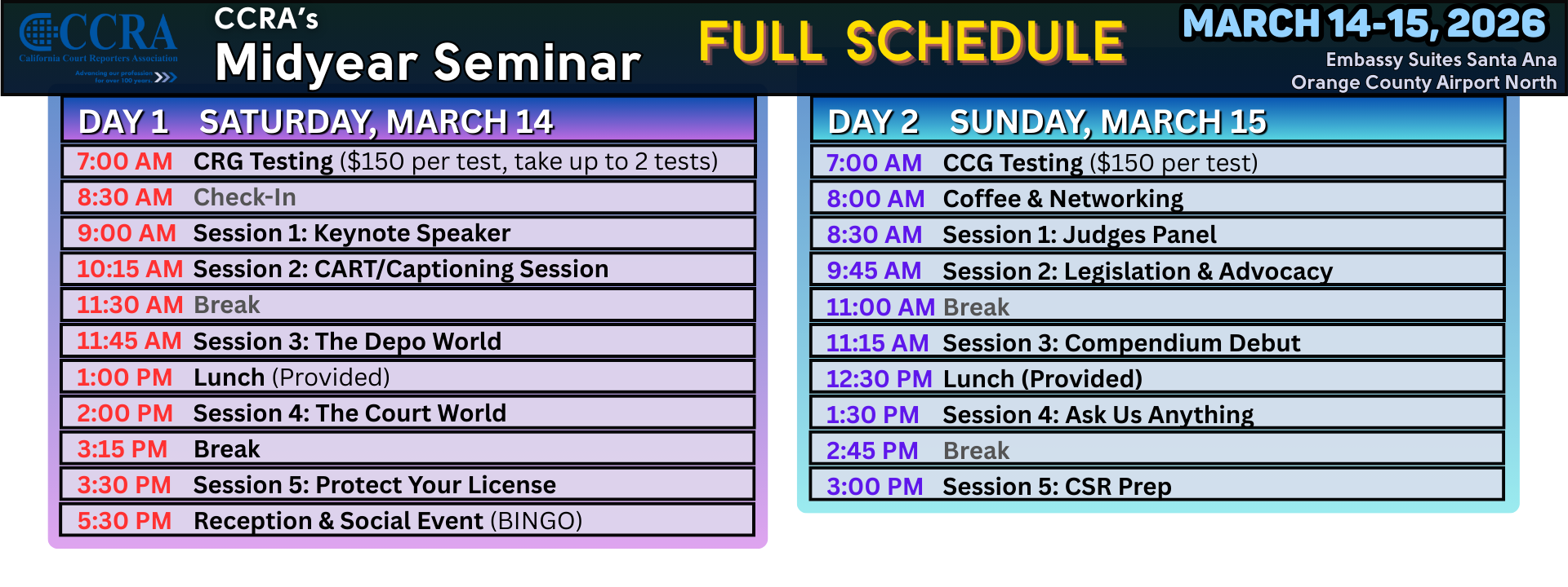 Midyear Seminar - Full Schedule
